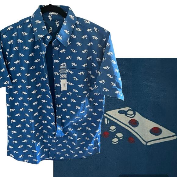 Cornhole shirt -Hawaiian style, game  Boards bags, NWT size Small - Picture 1 of 6